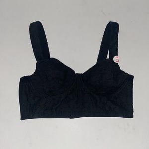 Victoria Secret PINK Black Lace Bra Soft Bralette Size Large